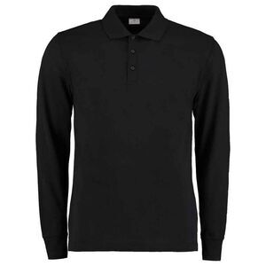 Kustom Kit Mens Pique Long-Sleeved Polo Shirt / Black